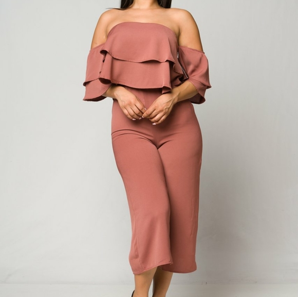 Pants - Ruffled Romper - Mauve